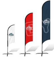 Publicité écologique Extérieur Intérieur Plage Drapeau Stand Bannières Crème Glacée Marque Promo Lame Spike Aluminium 2M 3M 4M 5M Drapeau de Plage Personnalisé