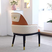 Chaise de salle à manger en cuir capitonné marron-orange, style coquille, en bois, pour appartement et maison, mobilier moderne de luxe