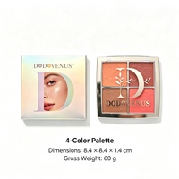 Nouvelle palette de fards à paupières et de blush 4 couleurs transfrontalière, application facile, haute brillance, contouring, longue tenue, inaltérable, taille standard