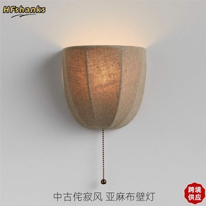 Linen <b>Wall</b> Lamp W18xH16 Depth 12cm Led <b>Light</b> Source E27 Bulb Base <b>Switch</b> Control For Bedroom Living Room - Product Image 5