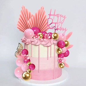 Set di decorazioni per <span class=keywords><strong>torta</strong></span>: ventagli di carta, sfere di polistirolo, sfere da discoteca, decorazioni per feste di compleanno per ragazze, topper per torte - Product Image 2