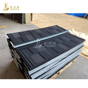 Tuiles de <span class=keywords><strong>toiture</strong></span> <span class=keywords><strong>en</strong></span> métal revêtues de pierre résistantes aux intempéries SANGOBUILD avec une garantie d'étanchéité de 50 ans pour la construction de maisons - Product Image 3