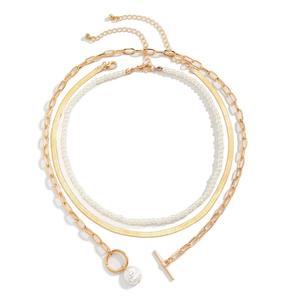 Collar de cadena de oro con perlas de varias capas para mujer, gargantilla de moda para fiesta - Product Image 5