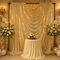 Rideaux de scène de mariage en soie de lait blanc pur à double couche avec cadre de support amovible pour utilisation en intérieur/extérieur