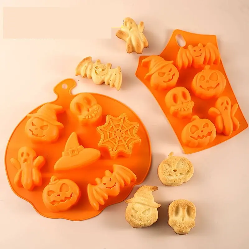 2022 nuevo Diy hecho a mano calabaza fantasma Halloween silicona pastel herramientas Chocolate Halloween molde de silicona