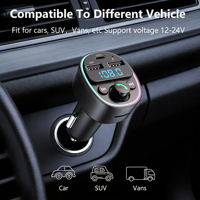 Émetteur FM portable, chargeur de voiture, lecteur MP3 stéréo mains libres, éclairage ambiant coloré, ports USB doubles réglables, certifié CE