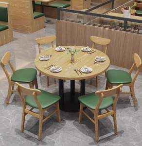 Custom Green Nappa Leather Booth <strong>Sofa</strong> and Wood Grain Table Set with <strong>Powder</strong>-Coated Metal Base for Dessert Shop - Product Image 1