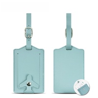 Porte-étiquette de bagage de luxe personnalisé en PU avec logo, pour voyage et promotion, étui souple pour étiquette de bagage, cadeau de mariage, étiquette de bagage épaissie avec boutons-pression