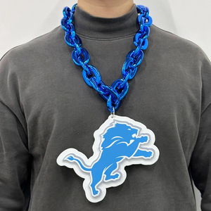 Kalung liontin lampu NEON 3D EVA, perhiasan kipas sepak bola Detroit Lion, Hari permainan Ulang Tahun natal untuk pria wanita dan anak-anak - Product Image 5