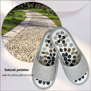 Natural <strong>Jade</strong> <strong>Stone</strong> Health Care Healing Foot Massaging Sandals Non-Slip Reflexology Slipper Massager for Men Women - Product Image 5