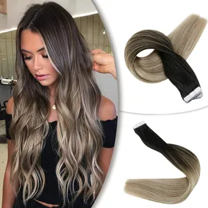 Factory Direct Supply Double Drawn Balayage Color Brazilian Virgin Remy Tape In Hair Extensions Human Hair Tape