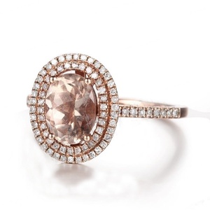 Anillo de Plata de Ley 925 con Circonita Cúbica en Pavé, Forma Ovalada, Morganita, Joyería - Product Image 3