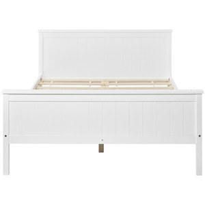 Modern Minimalist <b>Wooden</b> <b>Bed</b> Frame Pine Double <b>Bed</b> Storage Headboard <b>White</b> Finish - Product Image 1