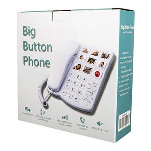 <span class=keywords><strong>Téléphone</strong></span> à gros boutons pour personnes âgées, <span class=keywords><strong>téléphone</strong></span> <span class=keywords><strong>fixe</strong></span> filaire avec fonction mains libres et 9 groupes de mémoire photo - Product Image 6