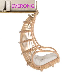 Nordic Ins Outdoor Hanging <strong>Egg</strong> Real Rattan Modern Swing <strong>Chair</strong> Waterproof Cushion Bedroom Living Room Patio Garden - Product Image 6