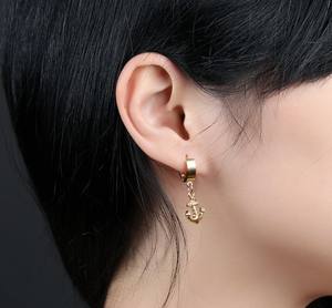 Meilleures ventes, boucles <span class=keywords><strong>d</strong></span>'oreilles africaines à clip pour hommes, ancre en or - Product Image 6