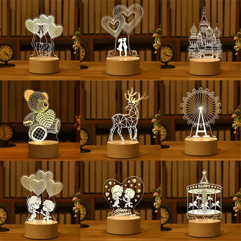 カンロンカスタム写真クリエイティブ3DイリュージョンアニメランパラアクリルテーブルデスクベースLEDクリスマスランプキッズルームデコレーションナイトライト