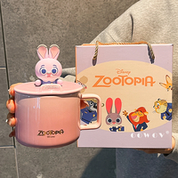 Tasse en céramique de dessin animé avec couvercle tasse à café pour bureau et école et cadeaux produits en gros