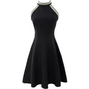 Wholesale clothing High Waist halter neck off the shoulder Sexy Club Women's Dresses Solid color Elegant Sleeveless dress