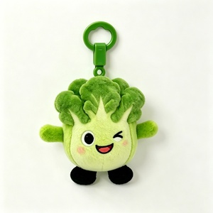 Porte-clés en peluche personnalisé en forme de bok choy avec visage clignotant, breloque légume vert bicolore, peluche végétale brodée - Product Image 1