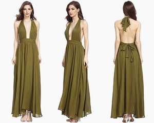 Été nouvelle robe avec un col plongeant cravate Femmes Robe - Product Image 5