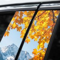 Vinilo Adhesivo Brillante Impermeable para Exterior de Auto, Diseño de Montaña Nevada Otoñal, Bosque Dorado, Decoración para Pilar B y Ventanas