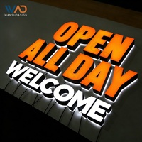 Enseigne LED 3D personnalisée rétroéclairée et éclairée sur le devant, signalétique commerciale illuminée 24h/24 pour magasin de détail, panneau de bienvenue