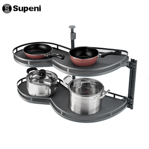 최고의 판매 패션 주방 캐비닛 보관 바구니 당겨 계약 스타일 두 레이어 회전 바구니 - Product Image 1