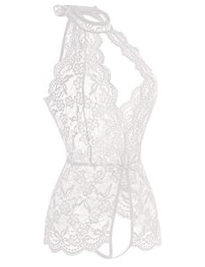 Vente en gros d'une pièce Sexy dentelle col en V profond body dos nu ouvert entrejambe <span class=keywords><strong>Lingerie</strong></span> Sexy sous-vêtements pour femmes - Product Image 6