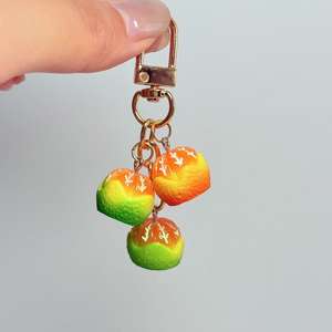 Nouveau porte-clés orange simple et petit, pendentif créatif en forme d'orange 3D pour casque audio, pendentif fruit créatif - Product Image 4
