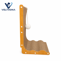 Griffoir pour chat XL en forme de L en carton ondulé écologique avec jouet boule de laine, maison-griffoir pour chaton, mobilier, vente en gros