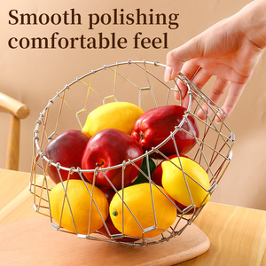 Cesta de Almacenamiento Dorada para el Hogar, Plegable, de Metal <span class=keywords><strong>Flexible</strong></span>, Cesta de Alambre de Acero Inoxidable, Cesta de Frutas para Cocina - Product Image 3