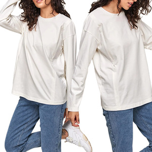Felpa <span class=keywords><strong>Premaman</strong></span> in Cotone Organico a Maniche Lunghe Vestibilità Regolare con Cerniere Laterali Nascoste Abbigliamento Traspirante - Product Image 3