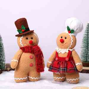 Wholesale Christmas Plush Toys - Cute <b>Gingerbread</b> <b>Man</b> Couple Dolls, Soft Festive Stuffed Animals, Xmas Party <b>Decorations</b> - Product Image 1