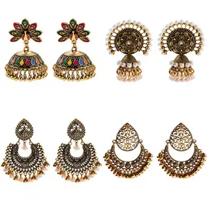 Anting-Anting Bergaya India Jhumka Roop Kuningan Anting-Anting India Perhiasan Bollywood Besar dari Grosir Meenakari