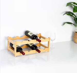 Porte-bouteilles à vin en bambou sur mesure à 2 niveaux, étagère de présentation pour comptoir, capacité de 8 bouteilles - Product Image 2