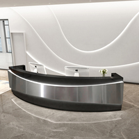 Comptoir de réception incurvé en métal demi-rond en acier inoxydable pour bureau, 3 places, design courbé, idéal pour salon de beauté - Vente en gros