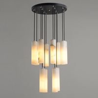 Luminaires de luxe, art créatif, designer, lustre en albâtre, hall d'hôtel, salle à manger, longue bande de lumière suspendue en marbre