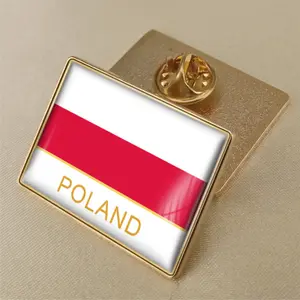 波兰高品质国旗水晶凝胶掉落徽章胸针世界各国国旗徽章