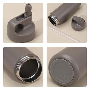 Custom Vacuum <b>Flask</b> <b>Hot</b> <b>Drinks</b> Insulated Travel Mug with Flip Straw Water Bottle Press Button Stainless Steel Coffee Tumbler Cup - Product Image 2