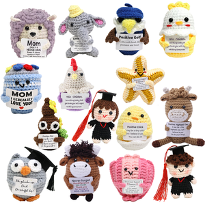Peluche <span class=keywords><strong>hérisson</strong></span> au crochet positive avec carte d'affirmation, décoration de chambre, jouet en peluche fait main amusant, ornements, cadeaux de Noël - Product Image 1