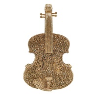 Pochette de soirée fantaisie pour femme en forme de violon, ornée de cristaux et de pierres précieuses brillantes, idéale pour les concerts et les soirées dansantes