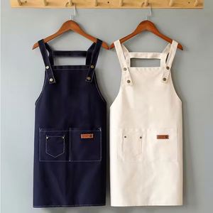 Wholesale Custom Logo Denim Kitchen <b>Apron</b> <b>BBQ</b> Chef Bulk Cotton Canvas <b>Aprons</b> for Beauty Salon - Product Image 4