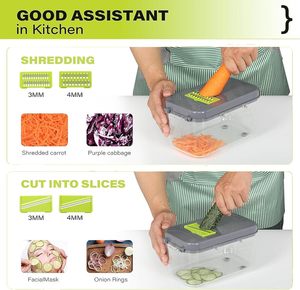 Ensemble de 22 pièces pour la préparation des aliments : robot culinaire manuel, hachoir, mandoline de cuisine, coupe-légumes multifonctionnel avec 13 accessoires interchangeables - Product Image 2