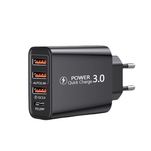 QC3.0 3USB + PD <span class=keywords><strong>chargeur</strong></span> de voyage 5V 3A adaptateur multi-téléphone type-c tête de charge Compatible US EU UK téléphones mobiles ordinateurs portables écouteurs - Product Image 1