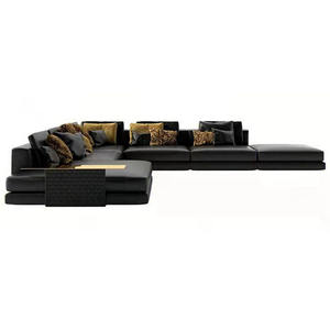 Moderno minimalista muebles de sala de estar sofá conjunto de tela de cuero de gran tamaño en forma de L sofá de esquina - Product Image 6