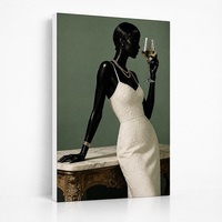 Toile encadrée avec silhouette féminine africaine distinctive pour hôtel de luxe, zone publique, mur d'accentuation et décoration intérieure