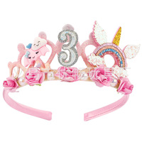 Serre-tête en plastique fait main SuPoo pour enfant de 2 ans - Couronne de fleurs, diadème de princesse pour filles, décorations mignonnes pour fête d'anniversaire