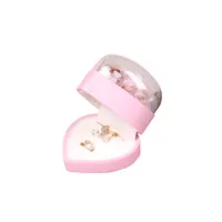 2021 Neues Design Benutzer definiertes Logo Rosa Rose Blume Schmucks cha tulle Acryl Herzförmige Ohrringe Ring Halskette Schmucks cha tulle Verpackung