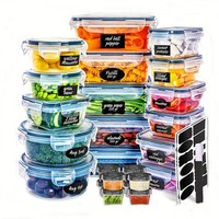 Ensemble de 24 boîtes repas carrées modernes et minimalistes en PP+ABS de qualité alimentaire, transparentes, compatibles micro-ondes, avec conception hermétique pour une conservation optimale